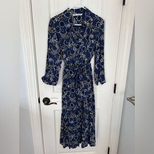 Zara Blue Floral Midi Dress